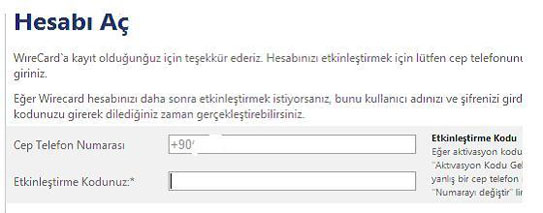 wire card hesap a�ma 